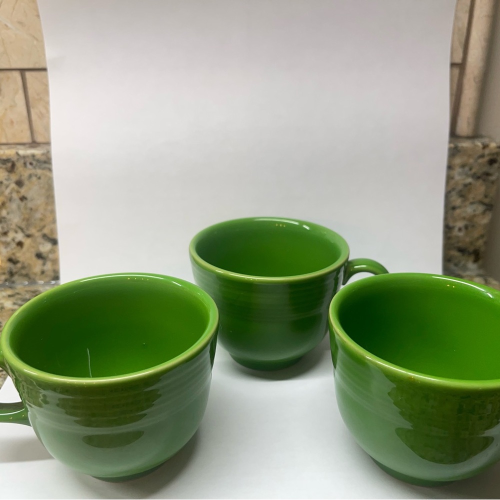 Three 3 Fiesta-ware teacups green